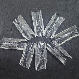 Vintage Lot/8 MCM Clear Pressed Glass Napkin Ring Holder or Individual Ashtray